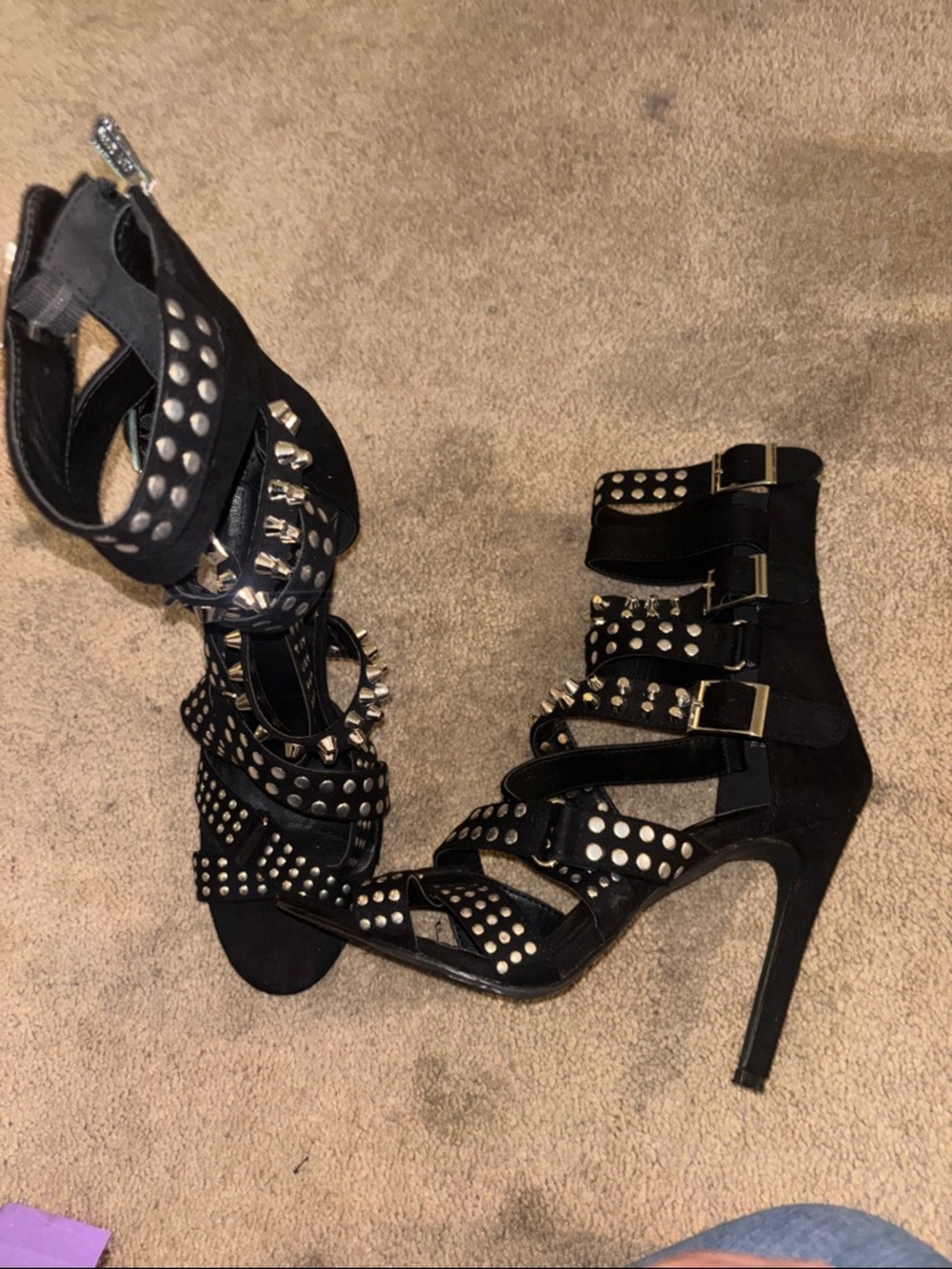 Cape Robbin Black Studded Gladiator Heels - Picture 3 of 8